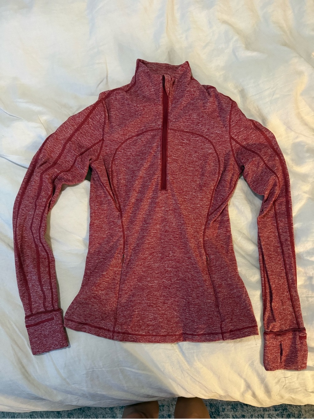 Lululemon Red Heathered Run Briskly 1/2 Zip
